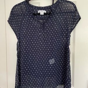 Navy Blue Polka Dot Blouse